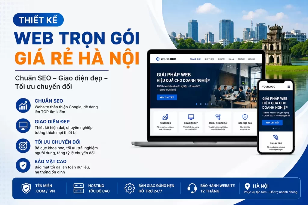 Thiết kế web trọn gói giá rẻ Hà Nội – Chuẩn SEO, giao diện đẹp, tối ưu chuyển đổi