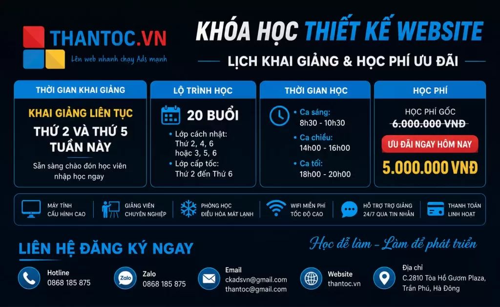 Nổ Đơn Khủng! Làm Chủ Nghề “Hái Ra Tiền” Với Khóa Học Thiết Kế Website Quế Võ Bắc Ninh
