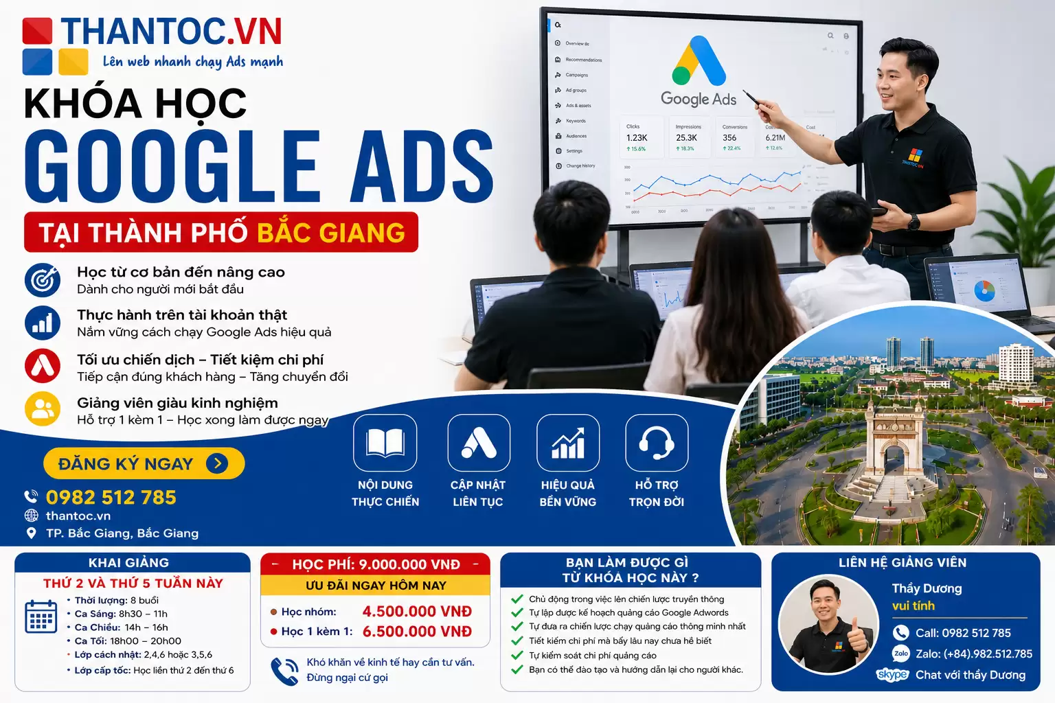 Khóa Học Google Ads Tại Thành Phố Bắc Giang – Học Thực Chiến, Biết Chạy Quảng Cáo Ra Đơn Sau 8 Buổi