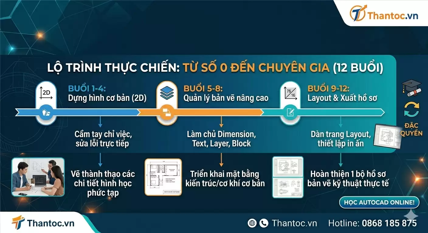 Khóa Học AutoCAD Online Tại Xuân Đỉnh: Học Nhanh, Thành Thạo Sớm, Cầm Tay Chỉ Việc 1-1