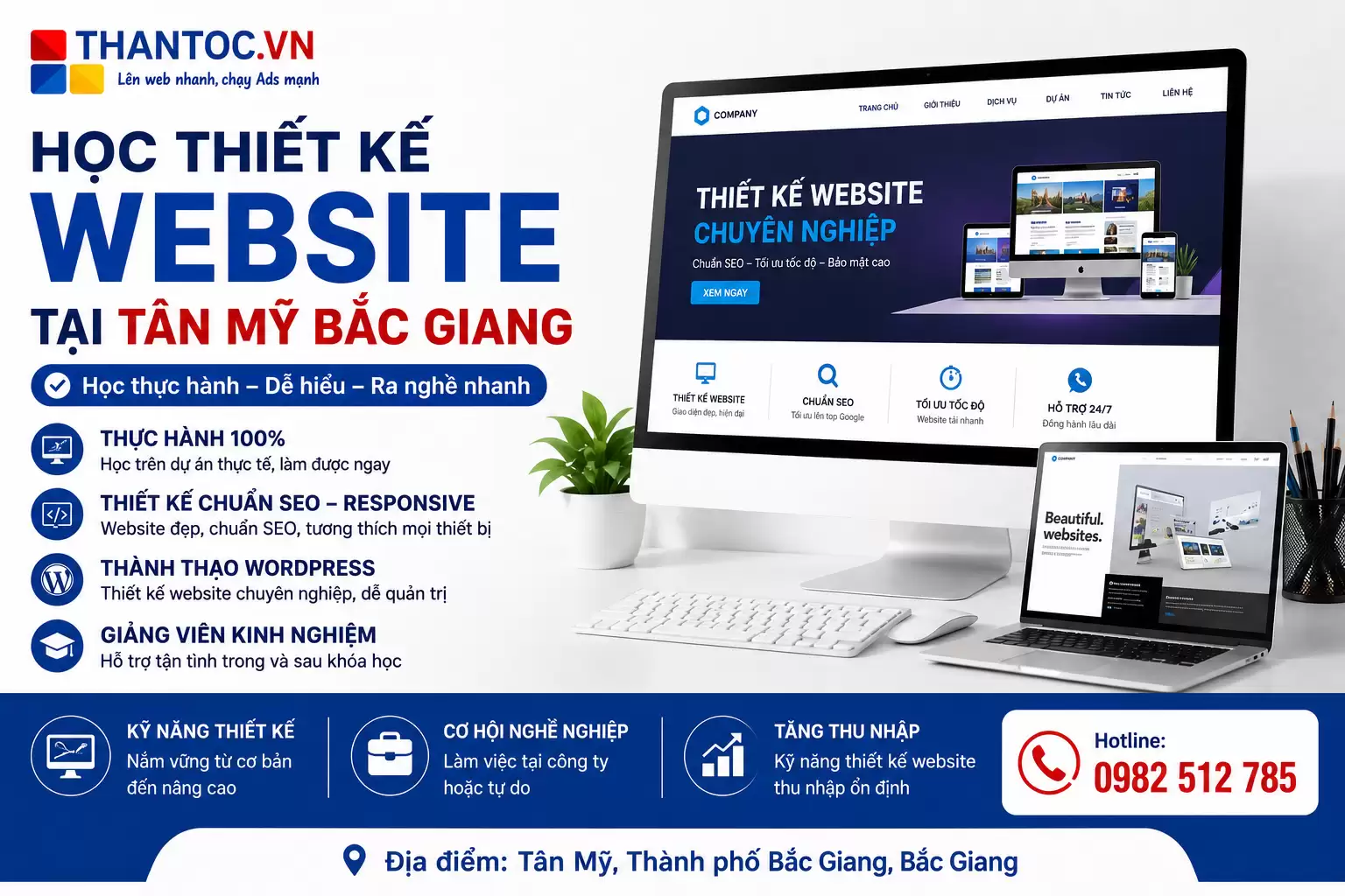 Không Biết Code Vẫn Học Được – Khóa Học Thiết Kế Website Tại Tân Mỹ Bắc Giang Thực Chiến